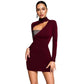 Womens Bodycon Dress With Embellished Hollowed-Out Panels And Spliced Details