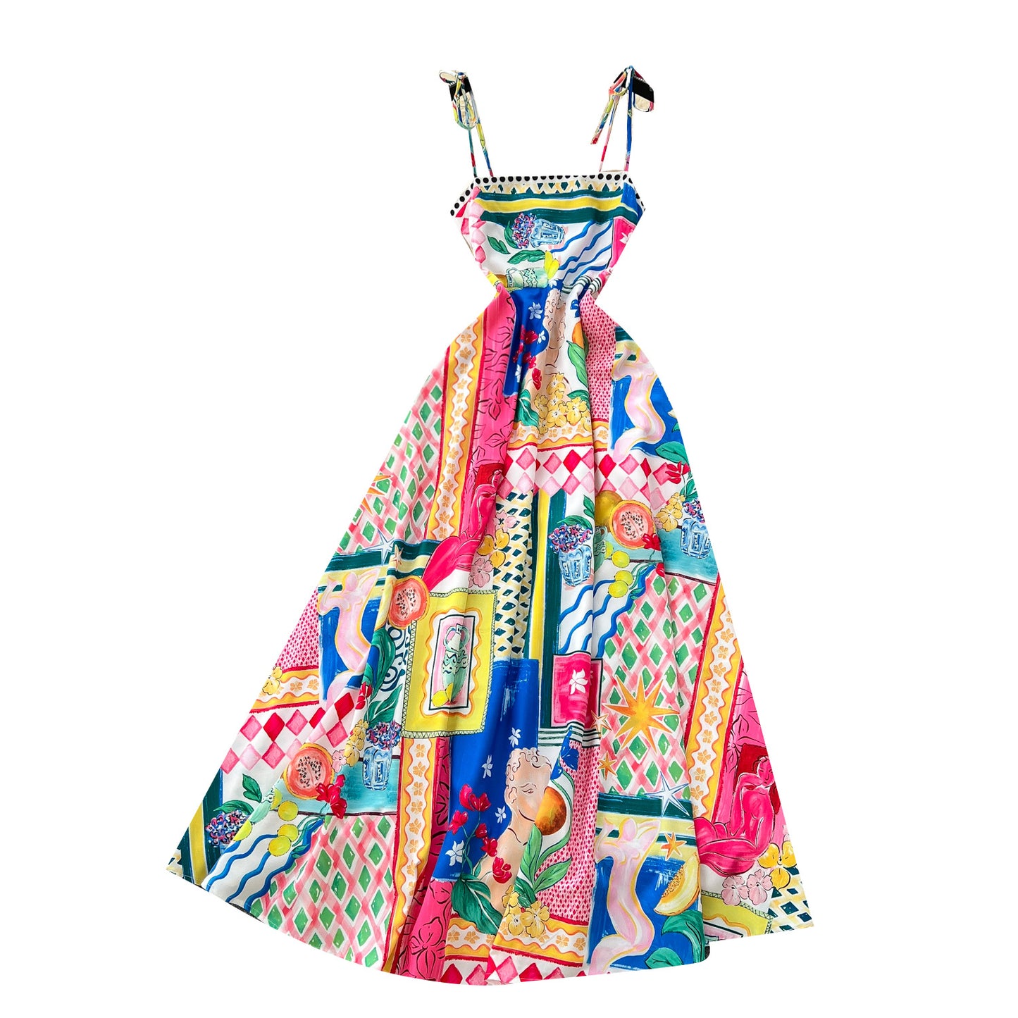 Light Luxury Graffiti Printing Slip Dress Women