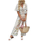 Women's High-waist Printed Top And Pants Set