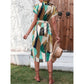 European And American Printed Lace-up Dress