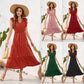 Long Casual Holiday V-neck High Waist Cake Dress
