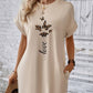Butterfly And Letter Pattern Batwing Sleeve T-shirt Dress