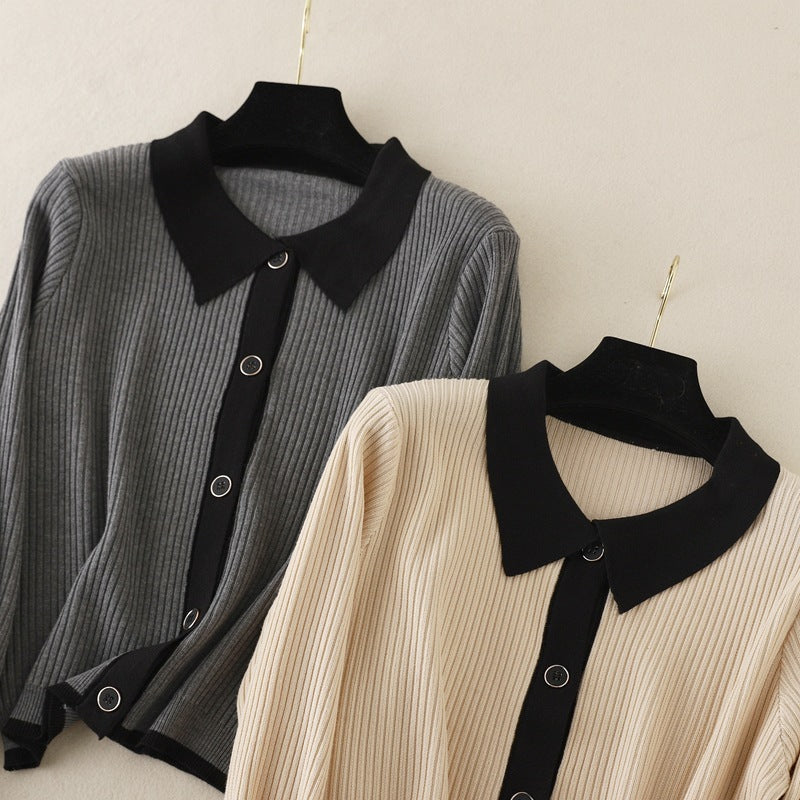 Sweater Slim Polo Shirt Thin Top Bottoming Shirt Tide