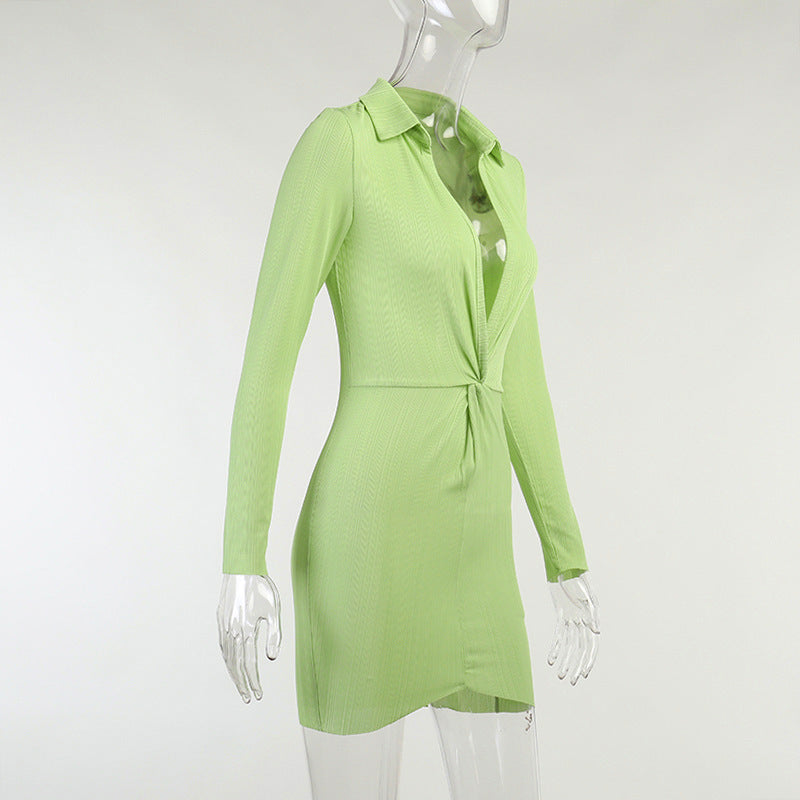 Fashionable New L-neck Twisted Tight-fitting Dress