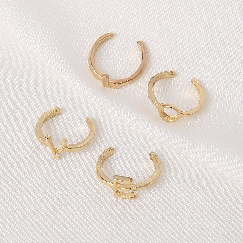 Personality Female  Love Gold Letter 4-piece Ring
