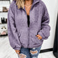 New Women's Solid Color Plush Zipper Loose Cardigan