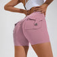 Short taille haute avec poches pour le yoga, le fitness, le sport, l'été