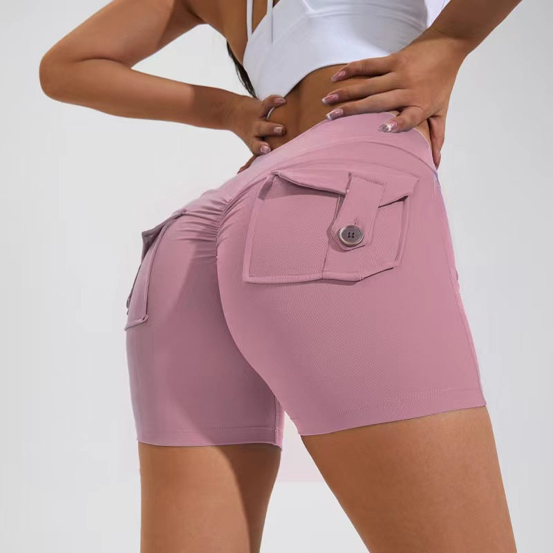 Short taille haute avec poches pour le yoga, le fitness, le sport, l'été