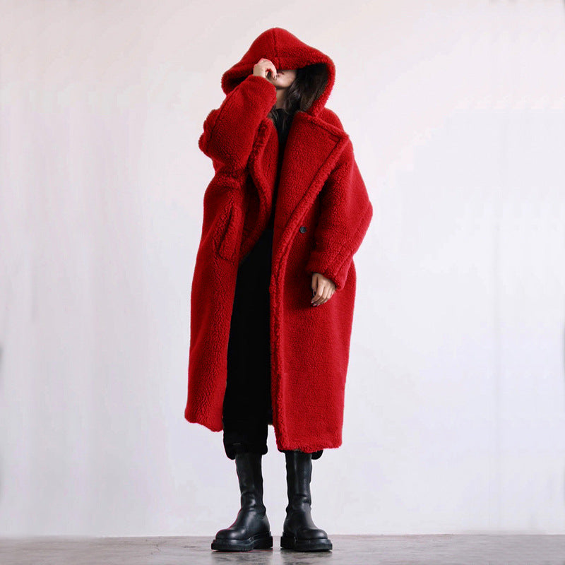 Manteau mi-long en fausse fourrure pour femme, style décontracté, automne et hiver
