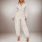 Fashion Out Coveralls Women's Flip Pocket Elastic Waist-tightening Zipper