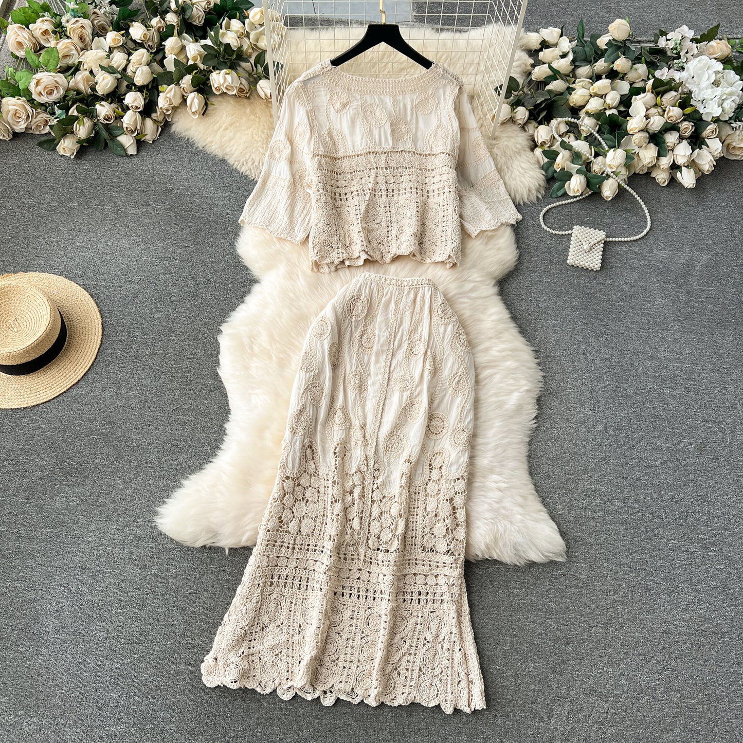 Bohemian Vintage Crochet Openwork Cardigan With A Versatile Skirt