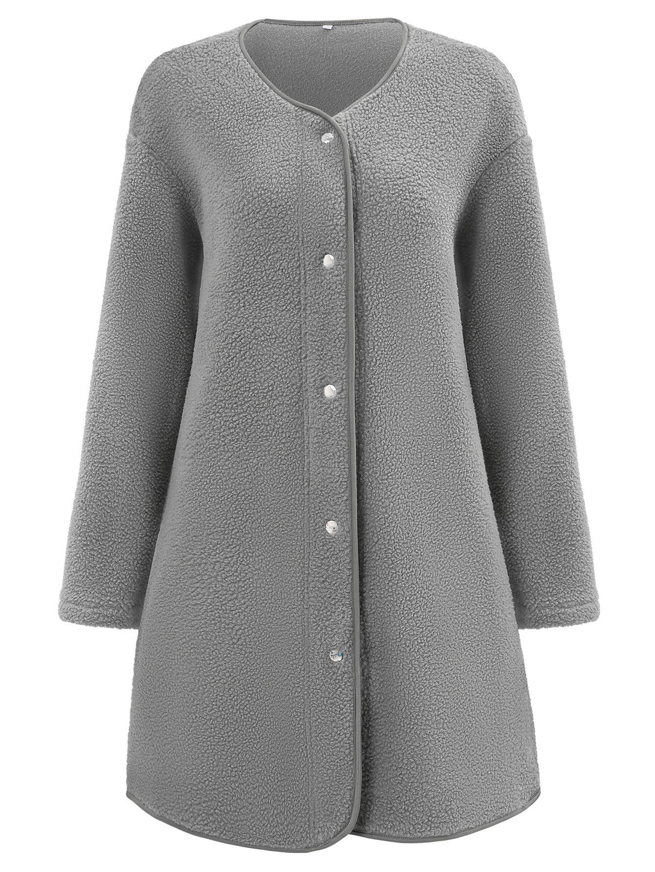 Women's Casual Solid Color Round Neck Single Breasted Long Sleeved Jacket